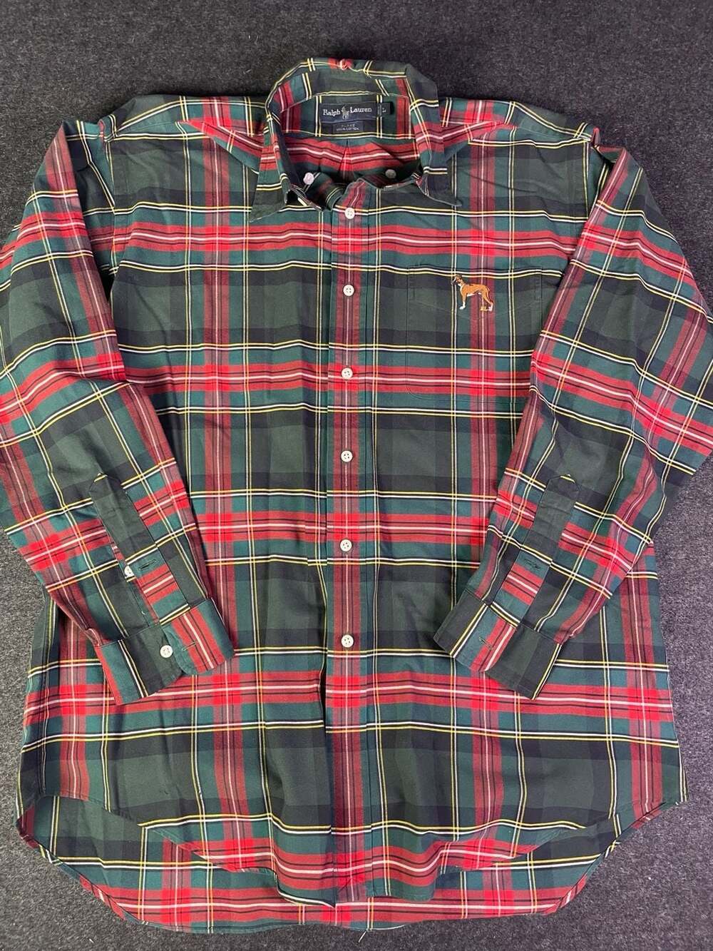 Ralph Lauren Blake Plaid Button Down Shirt Size L Dog Logo
